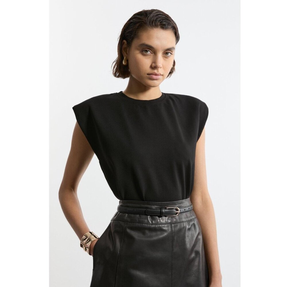 Karen Millen Black Structured Shoulder Shell Top